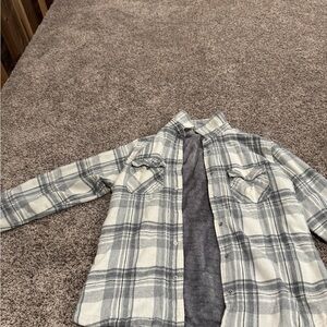 Women's Gray Plaid Shirt Jacket